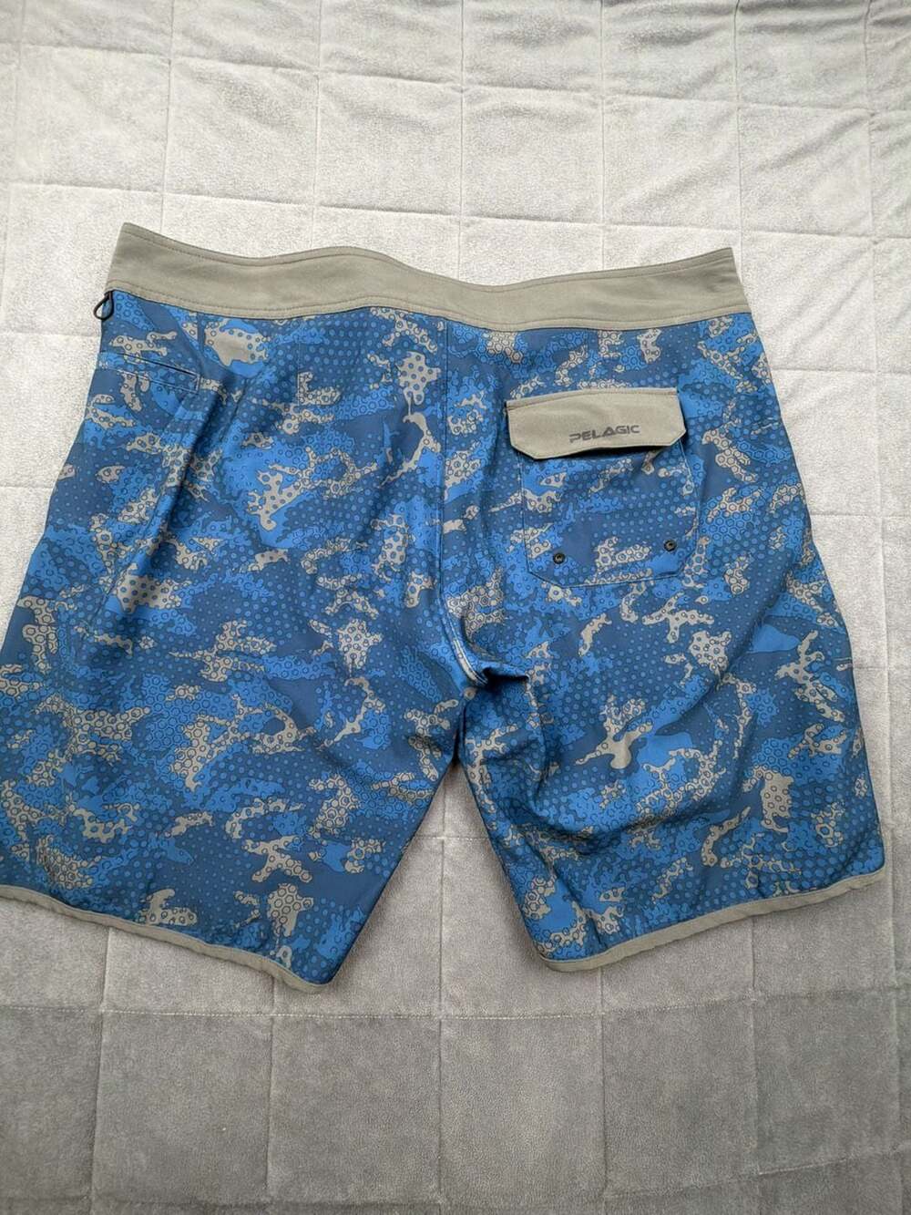 Pelagic The Wedge Performance Fishing Boardshorts in Blue Camo